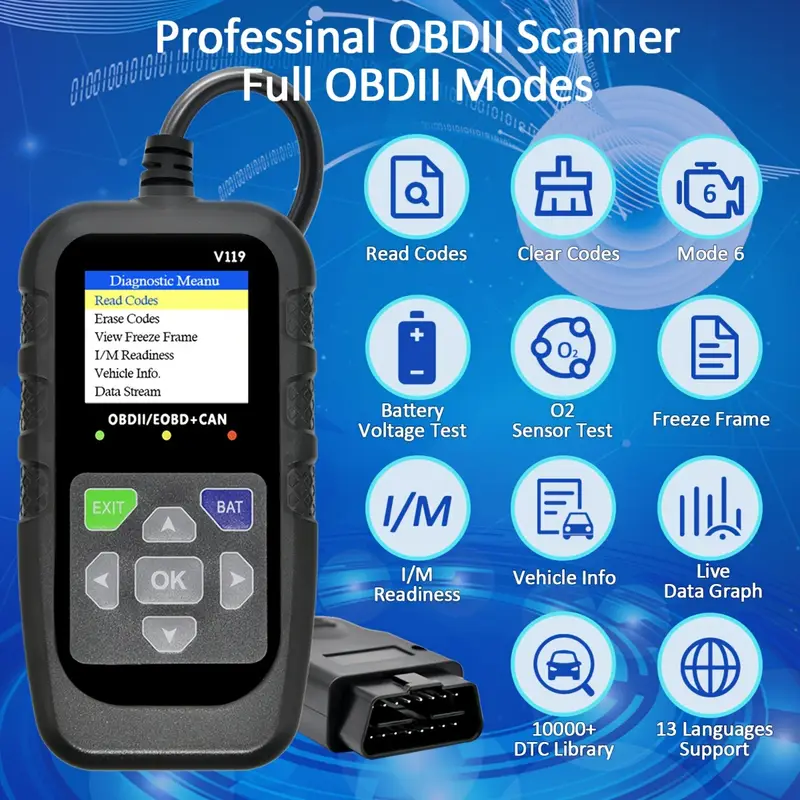 V119 OBD2 Scanner Code Reader  - đánh giá và giá Logic Analyzer Usb