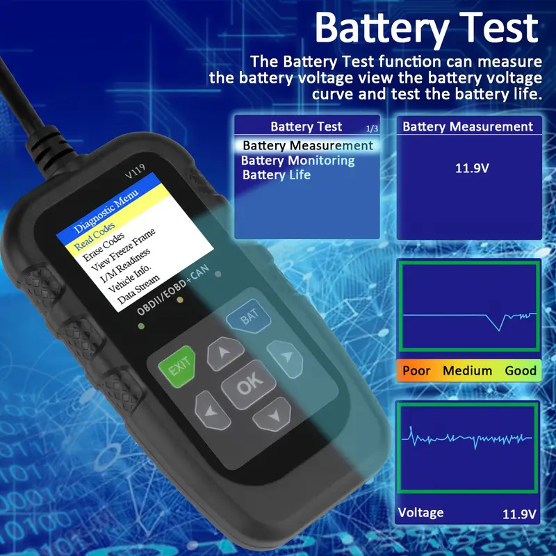 V119 OBD2 Scanner Code Reader  - đánh giá và giá Logic Analyzer Usb